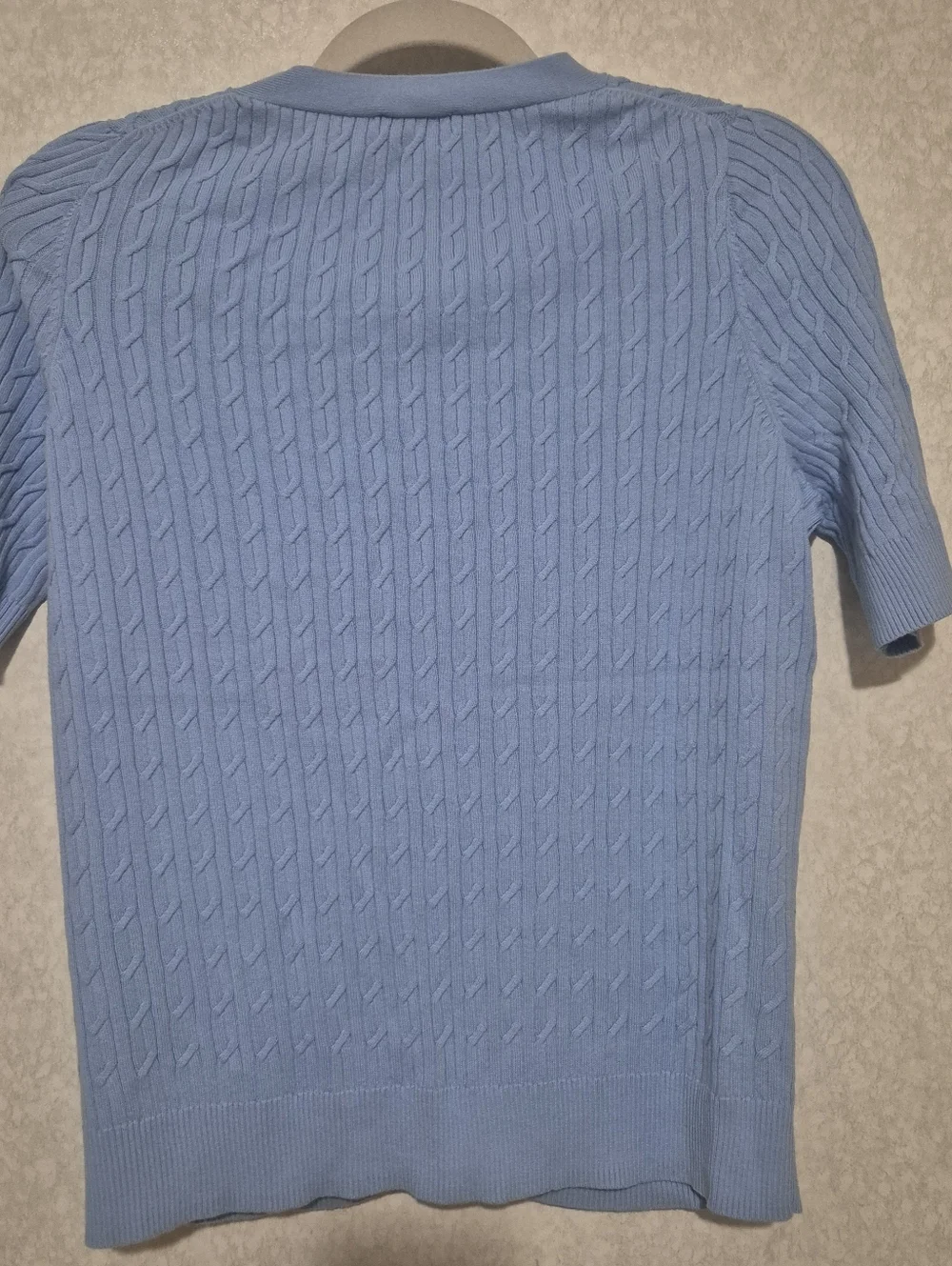 Talbots Light Blue Cable Knit V-Neck Short Sleeve Cardigan...Size:L